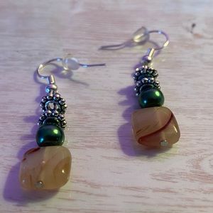 Brown and green earring
